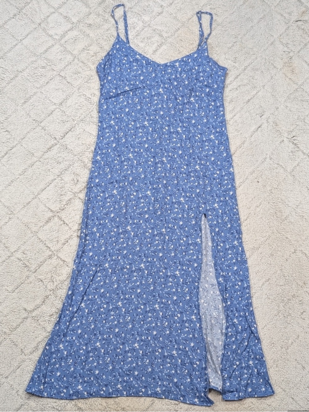 Reformation Midi Slit Dress Womens Size 2 Blue Floral Eve Crimini Slip
